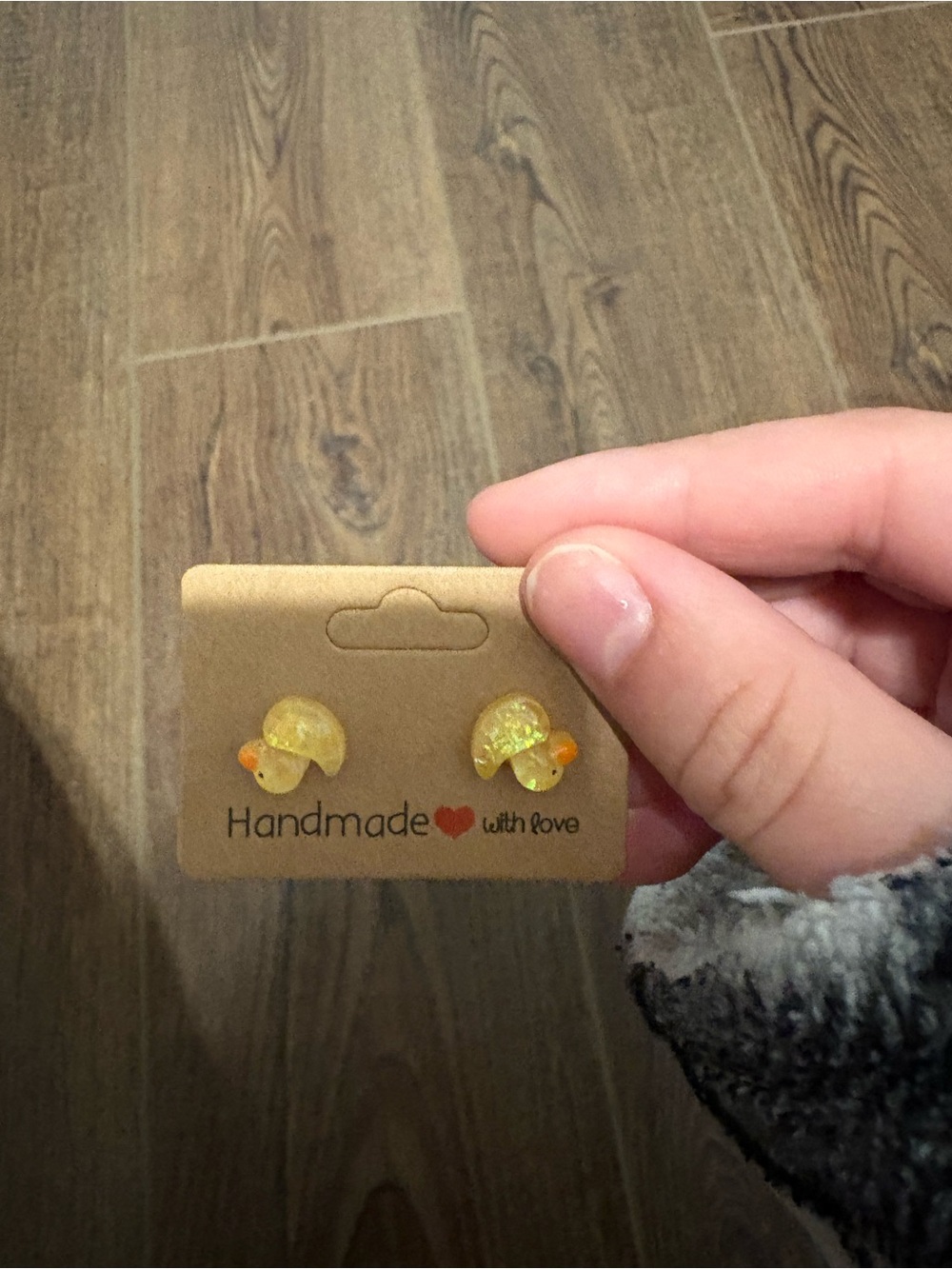 Yellow duck earrings og price unknown not handmade